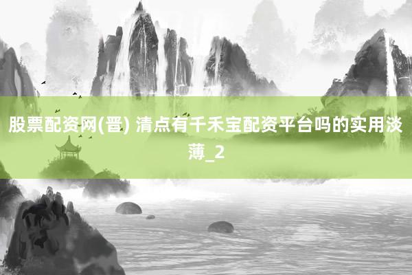 股票配资网(晋) 清点有千禾宝配资平台吗的实用淡薄_2