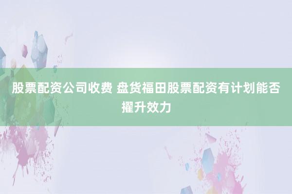股票配资公司收费 盘货福田股票配资有计划能否擢升效力