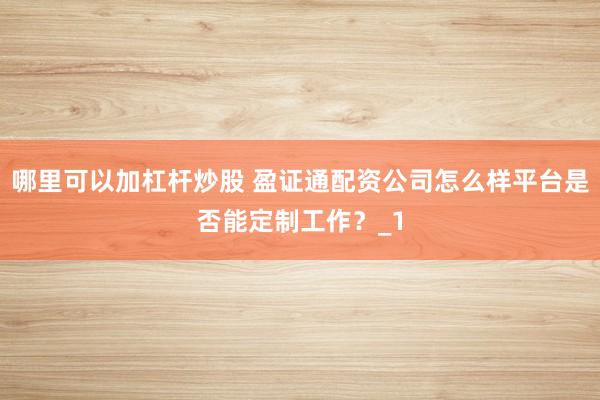 哪里可以加杠杆炒股 盈证通配资公司怎么样平台是否能定制工作？_1