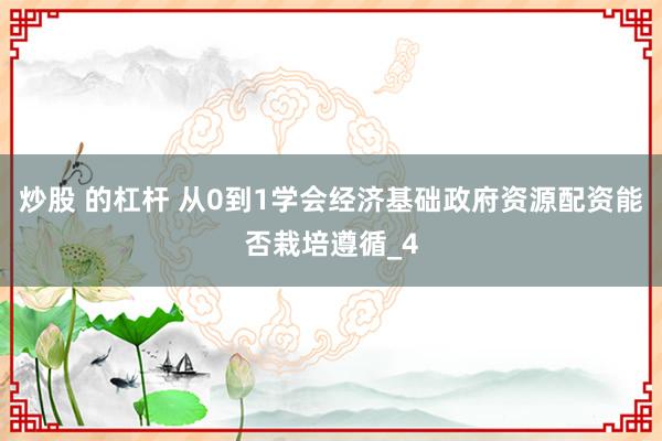 炒股 的杠杆 从0到1学会经济基础政府资源配资能否栽培遵循_4