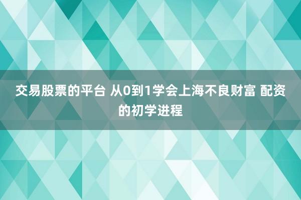 交易股票的平台 从0到1学会上海不良财富 配资的初学进程