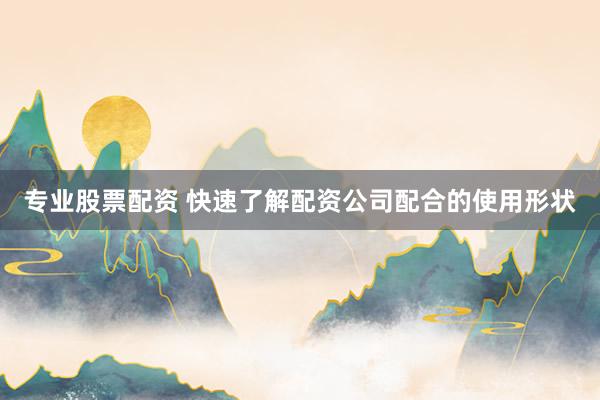 专业股票配资 快速了解配资公司配合的使用形状