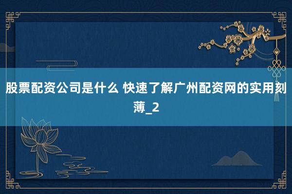 股票配资公司是什么 快速了解广州配资网的实用刻薄_2