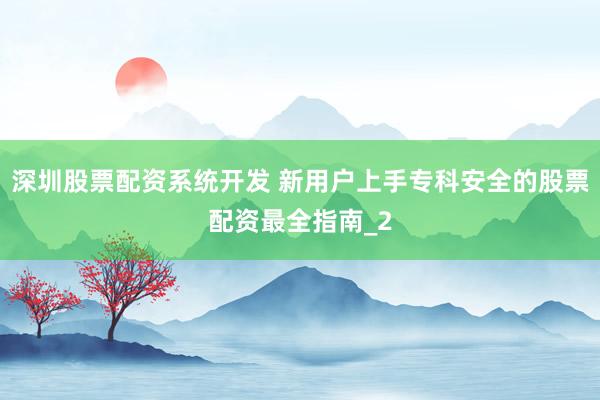 深圳股票配资系统开发 新用户上手专科安全的股票配资最全指南_2