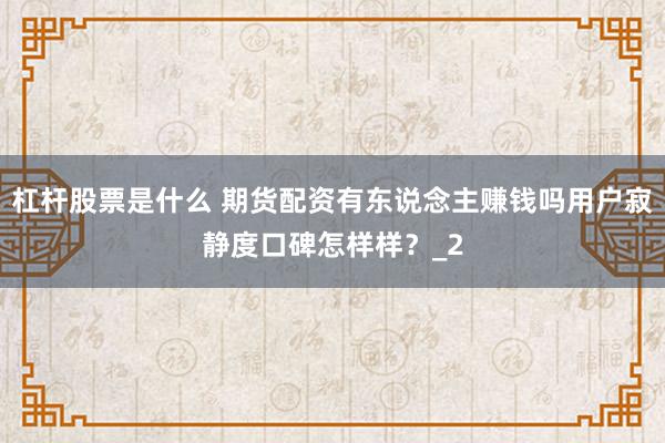 杠杆股票是什么 期货配资有东说念主赚钱吗用户寂静度口碑怎样样？_2