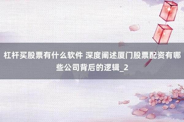 杠杆买股票有什么软件 深度阐述厦门股票配资有哪些公司背后的逻辑_2