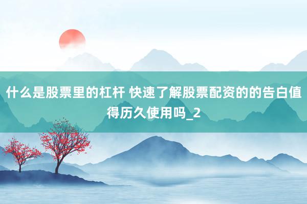 什么是股票里的杠杆 快速了解股票配资的的告白值得历久使用吗_2