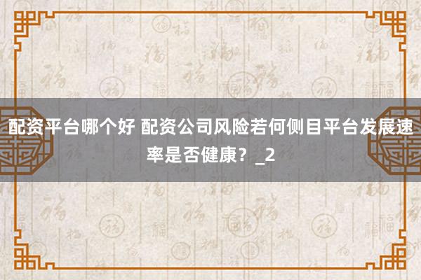 配资平台哪个好 配资公司风险若何侧目平台发展速率是否健康？_2
