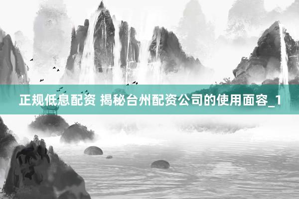 正规低息配资 揭秘台州配资公司的使用面容_1