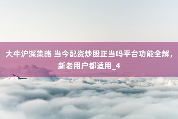 大牛沪深策略 当今配资炒股正当吗平台功能全解，新老用户都适用_4