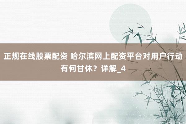 正规在线股票配资 哈尔滨网上配资平台对用户行动有何甘休？详解_4