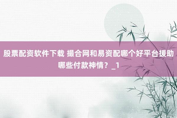 股票配资软件下载 撮合网和易资配哪个好平台援助哪些付款神情？_1