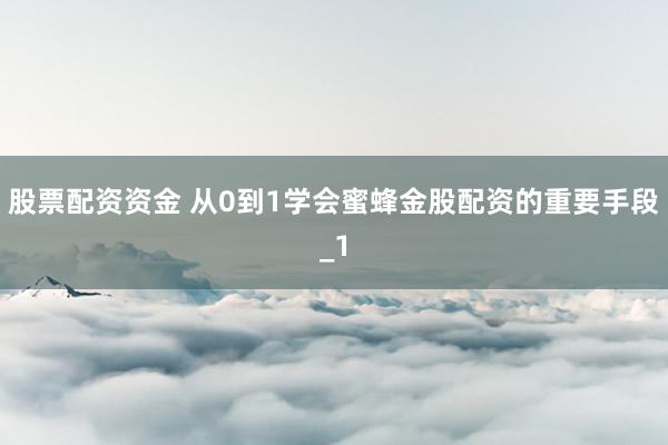 股票配资资金 从0到1学会蜜蜂金股配资的重要手段_1