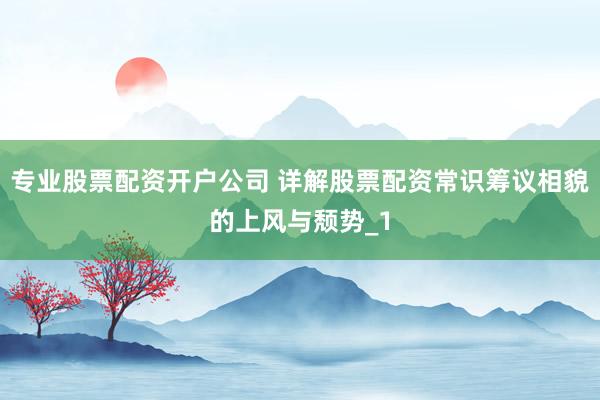 专业股票配资开户公司 详解股票配资常识筹议相貌的上风与颓势_1