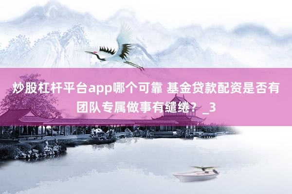 炒股杠杆平台app哪个可靠 基金贷款配资是否有团队专属做事有缱绻？_3