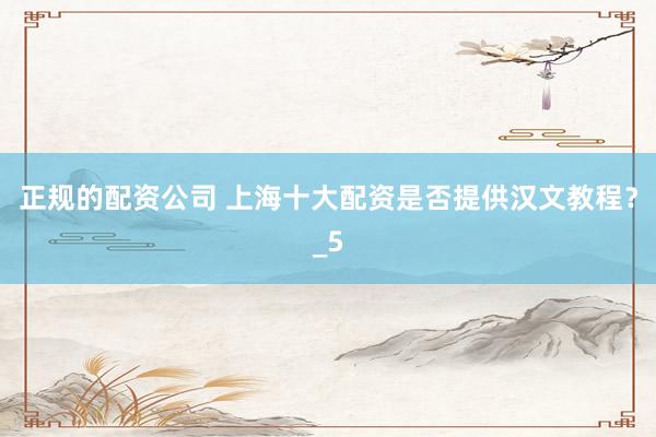 正规的配资公司 上海十大配资是否提供汉文教程？_5