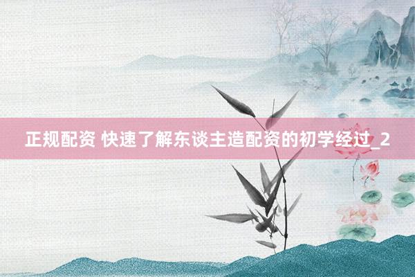 正规配资 快速了解东谈主造配资的初学经过_2