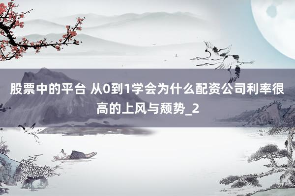 股票中的平台 从0到1学会为什么配资公司利率很高的上风与颓势_2