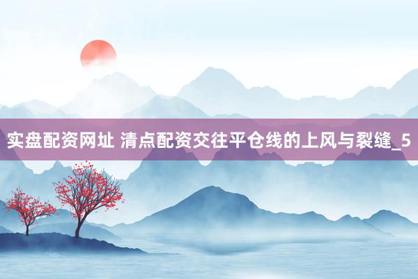 实盘配资网址 清点配资交往平仓线的上风与裂缝_5