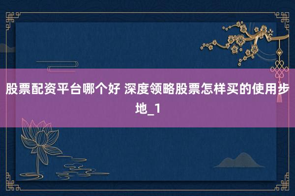 股票配资平台哪个好 深度领略股票怎样买的使用步地_1