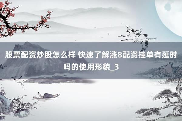 股票配资炒股怎么样 快速了解涨8配资挂单有延时吗的使用形貌_3