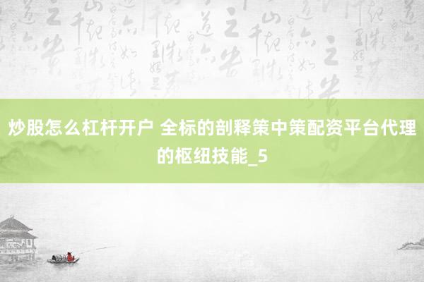 炒股怎么杠杆开户 全标的剖释策中策配资平台代理的枢纽技能_5