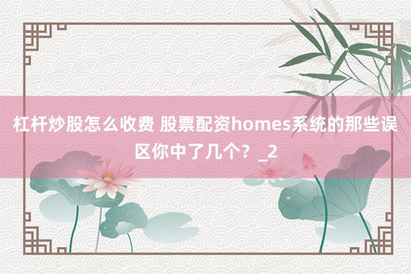 杠杆炒股怎么收费 股票配资homes系统的那些误区你中了几个？_2