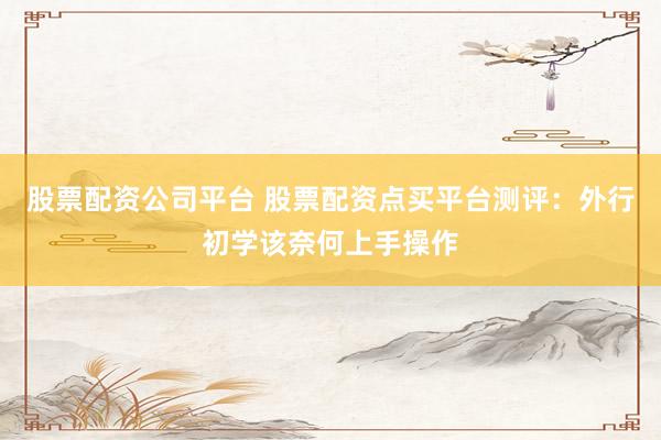 股票配资公司平台 股票配资点买平台测评：外行初学该奈何上手操作