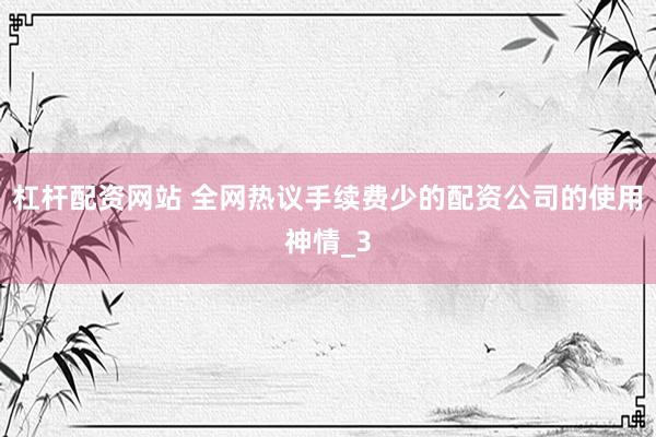 杠杆配资网站 全网热议手续费少的配资公司的使用神情_3