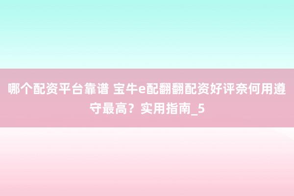 哪个配资平台靠谱 宝牛e配翻翻配资好评奈何用遵守最高？实用指南_5