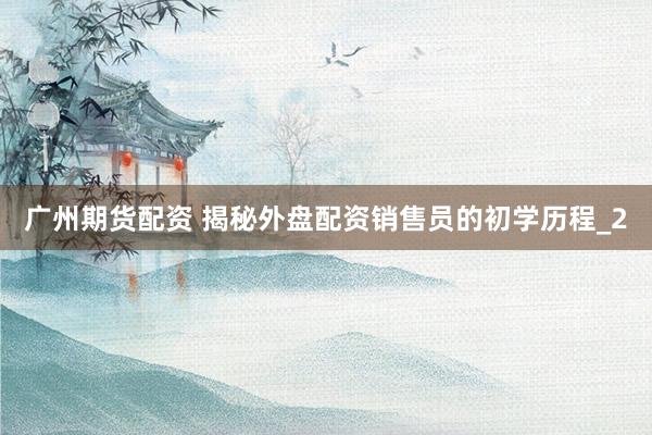 广州期货配资 揭秘外盘配资销售员的初学历程_2