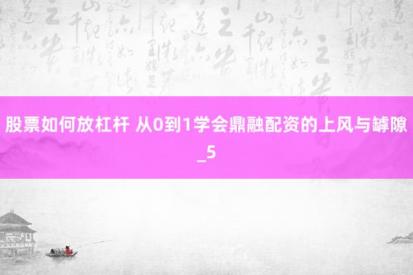 股票如何放杠杆 从0到1学会鼎融配资的上风与罅隙_5