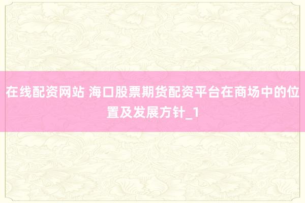 在线配资网站 海口股票期货配资平台在商场中的位置及发展方针_1