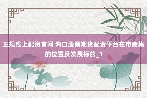 正规线上配资官网 海口股票期货配资平台在市麇集的位置及发展标的_1