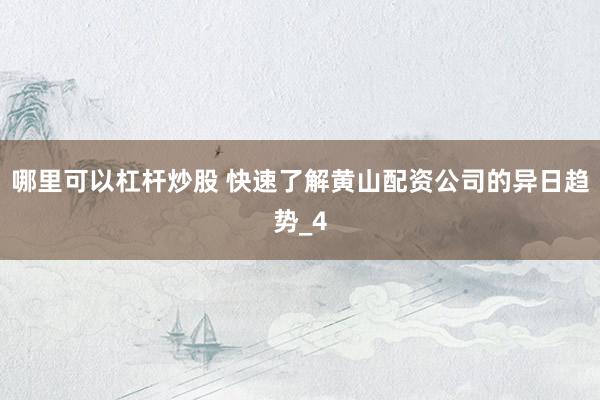 哪里可以杠杆炒股 快速了解黄山配资公司的异日趋势_4