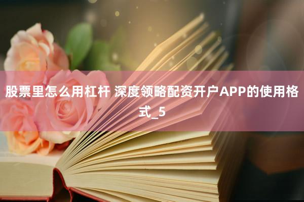 股票里怎么用杠杆 深度领略配资开户APP的使用格式_5
