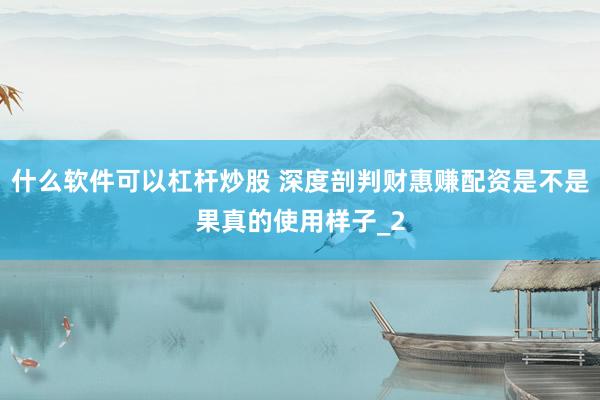 什么软件可以杠杆炒股 深度剖判财惠赚配资是不是果真的使用样子_2