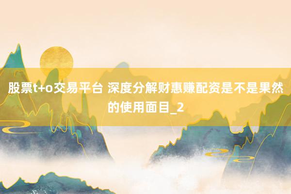 股票t+o交易平台 深度分解财惠赚配资是不是果然的使用面目_2