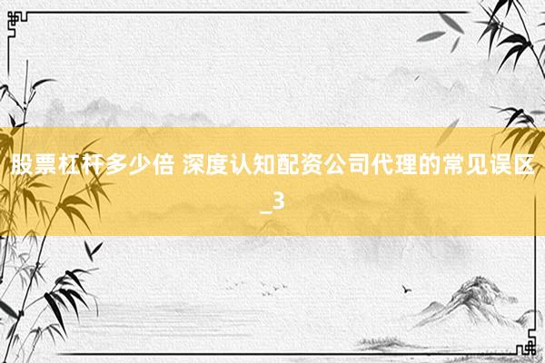 股票杠杆多少倍 深度认知配资公司代理的常见误区_3