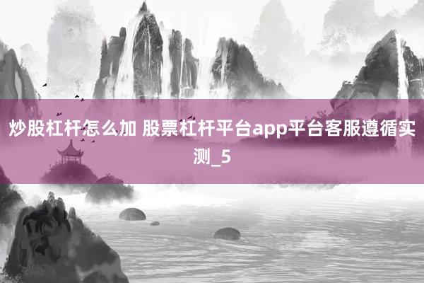 炒股杠杆怎么加 股票杠杆平台app平台客服遵循实测_5